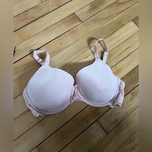 Adore Me light pink lace floral bra